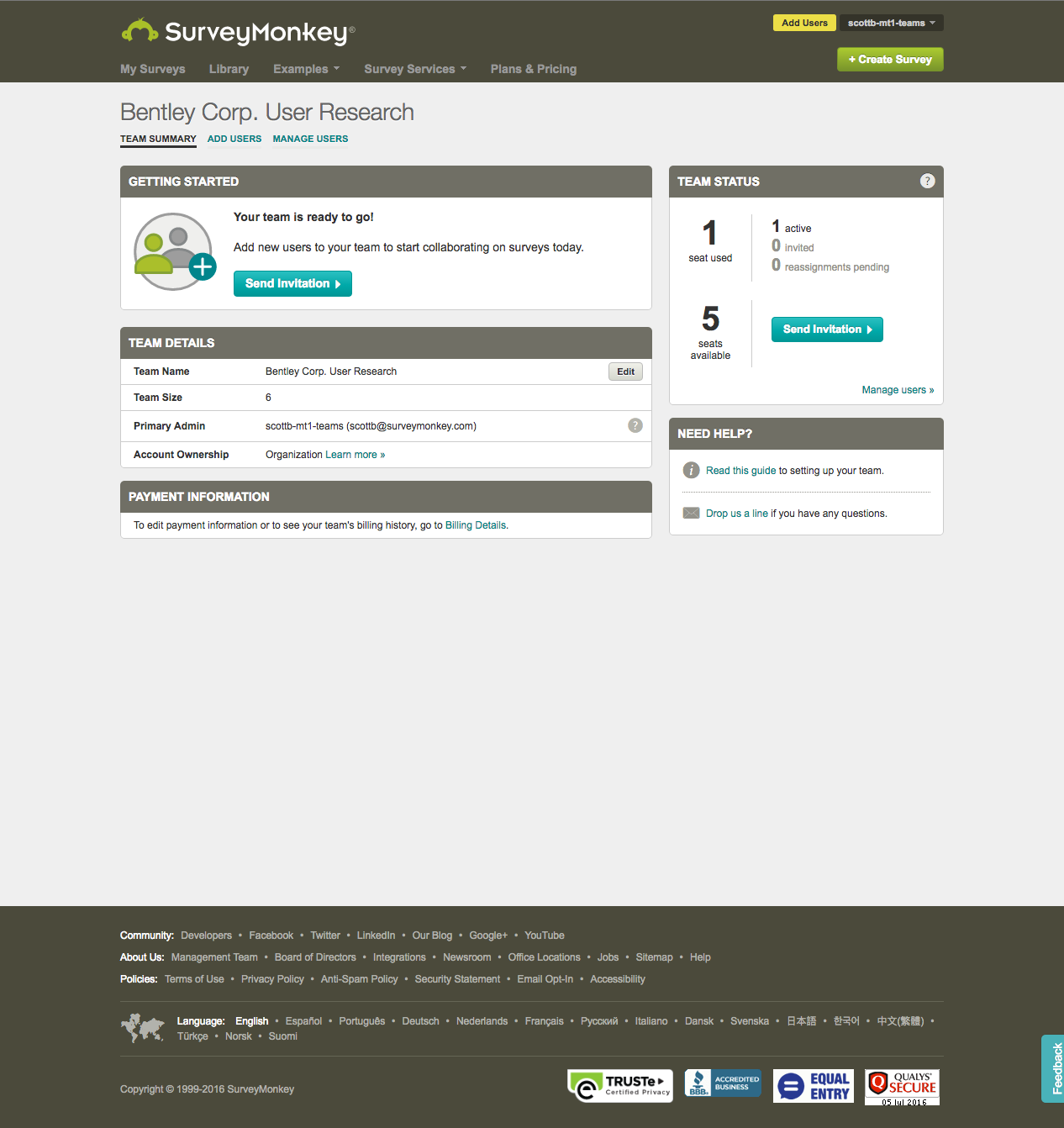 Admin console before — 2016 legacy design, not responsive, limited functionality